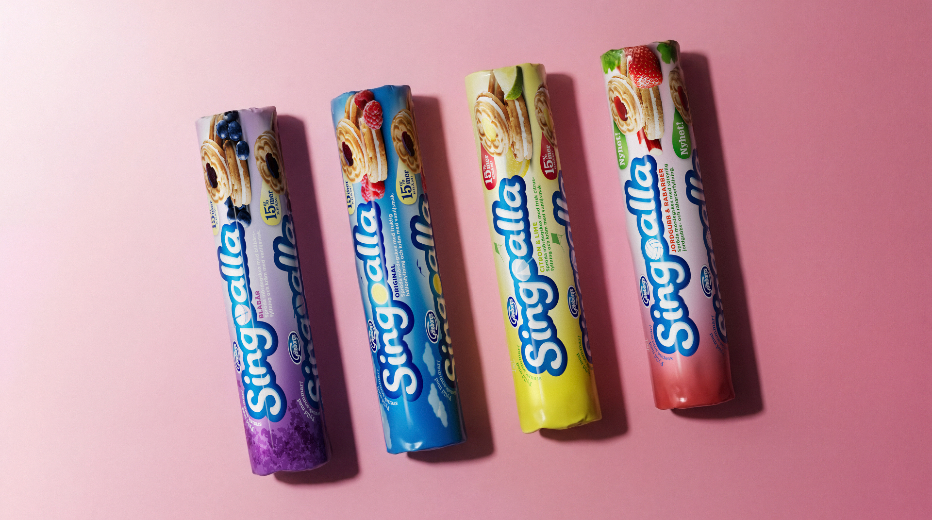 Singoalla top view of four flavour rolls
